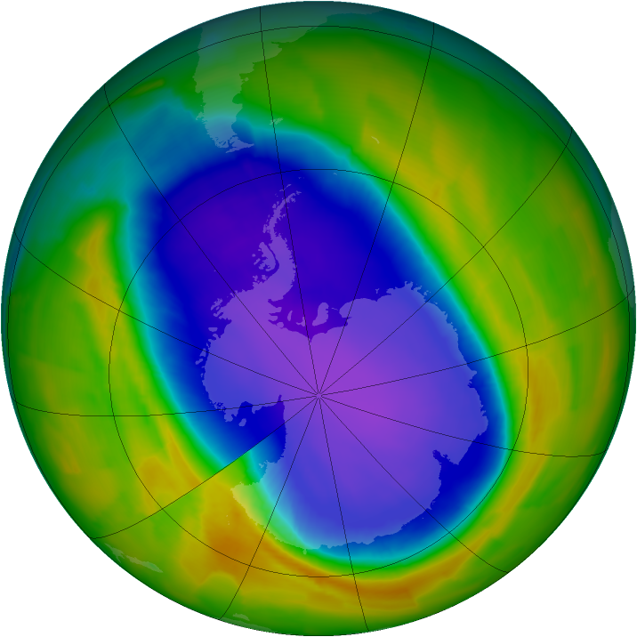 Antarctic ozone map for 17 October 2011